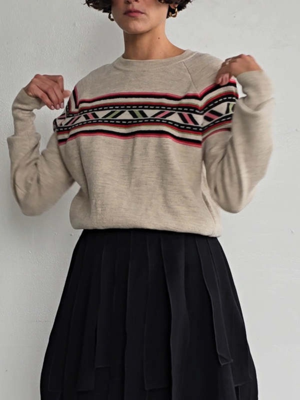 ISABEL MARANT GEOMETRIC FAIR ISLE WOOL SWEATER | size 34 | Made In Italy
